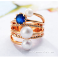 Anillo CZ 925 Anillos de plata Joyería dedo Pearl